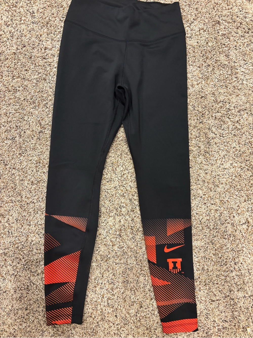 University of Illinois Nike Black Leggings with Orange Accents